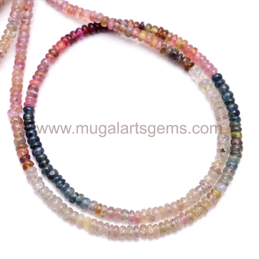 Natural Multi Sapphire Beads From Africa 3.5x4mm Approx. 66.41 Ct Approx. 16 inch Rondelle Shape Multi Color Smooth Beads.