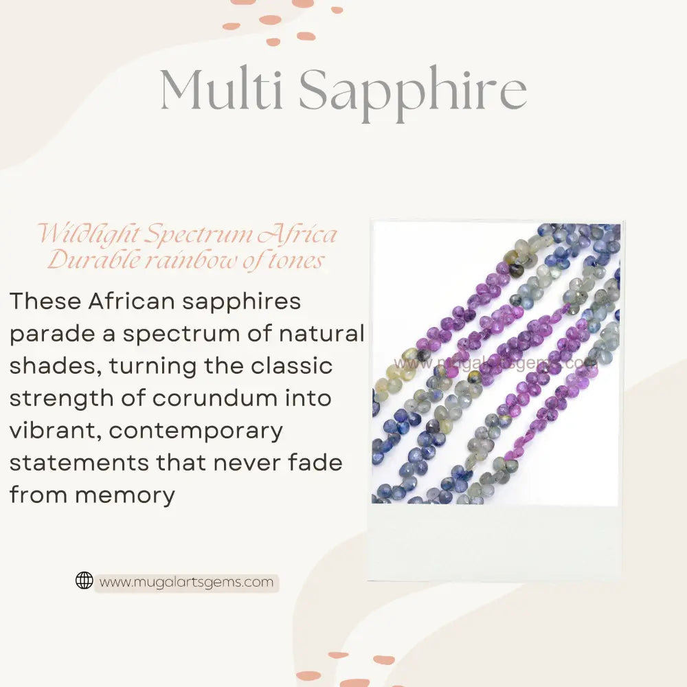 Natural Multi Sapphire Beads From Africa 5X5.5 To 7X7 MM Approx. 59.66 To 80.5 Carat Approx. 8 inch Heart Shape Multi Color Faceted Beads.