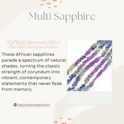 Natural Multi Sapphire Beads From Africa 5X5.5 To 7X7 MM Approx. 59.66 To 80.5 Carat Approx. 8 inch Heart Shape Multi Color Faceted Beads.
