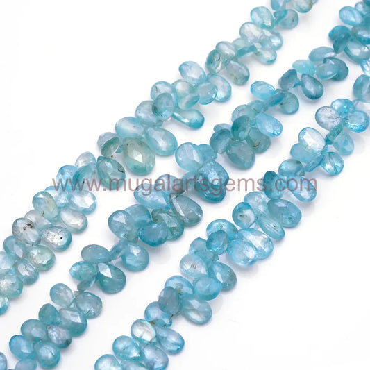 Natural Zircon Beads From Africa 4.5x6 to 7.5x11mm Approx. 142 Ct Approx. 8 inch Pear Shape Sky Blue Color Faceted Beads.