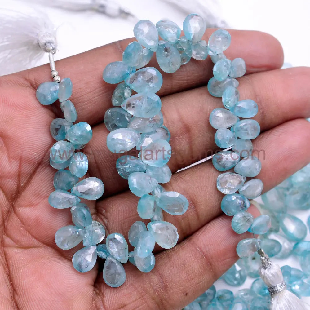 Natural Zircon Beads From Africa 4.5x6 to 7.5x11mm Approx. 142 Ct Approx. 8 inch Pear Shape Sky Blue Color  Faceted Beads.