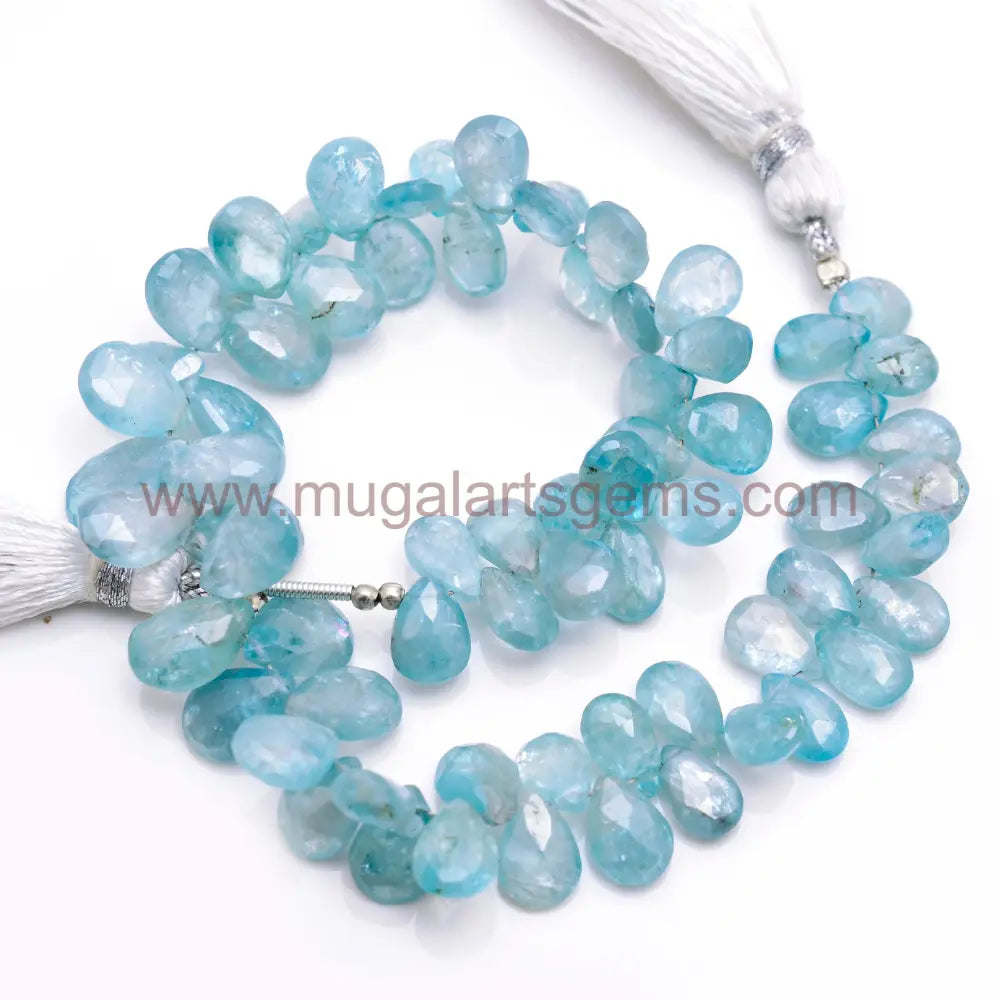 Natural Zircon Beads From Africa 4.5x6 to 7.5x11mm Approx. 142 Ct Approx. 8 inch Pear Shape Sky Blue Color  Faceted Beads.