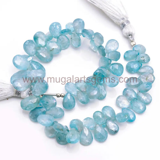 Natural Zircon Beads From Africa 4.5x6 to 7.5x11mm Approx. 142 Ct Approx. 8 inch Pear Shape Sky Blue Color  Faceted Beads.