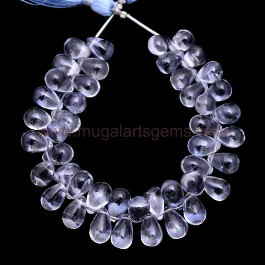 Natural Grey Quartz Beads From Brazil 4x6 to 7.5x11mm Approx. 112 Ct Approx. 8 inch Pear Shape Gray Color Smooth Beads.