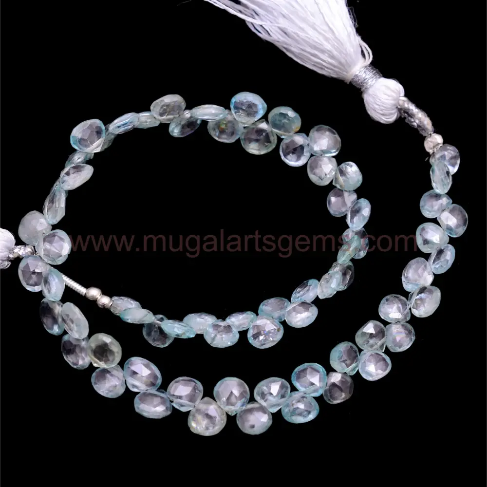 Natural Zircon Beads From Africa 4.5x4.5 to 8x8mm Approx. 79 Ct Approx. 8 inch Heart Shape Sky Blue Color Faceted Beads.