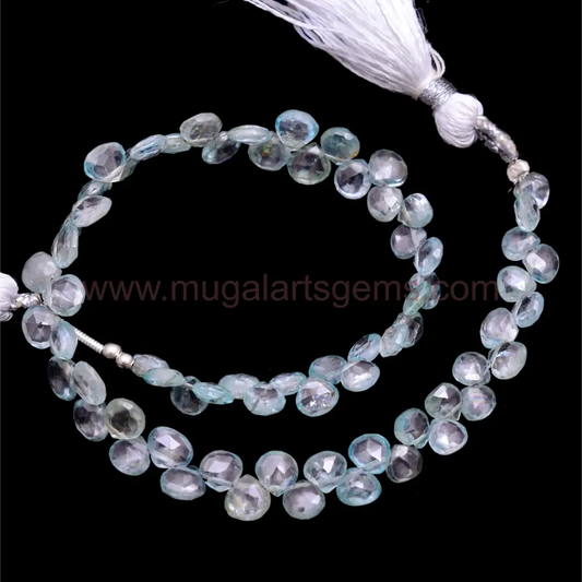 Natural Zircon Beads From Africa 4.5x4.5 to 8x8mm Approx. 79 Ct Approx. 8 inch Heart Shape Sky Blue Color Faceted Beads.