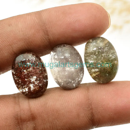 Premium Natural Garden Quartz Oval Cabochon – 3 Piece Lot (13x18mm, 38 Carat Approx.) | Origin: Brazil | Smooth Cabochon