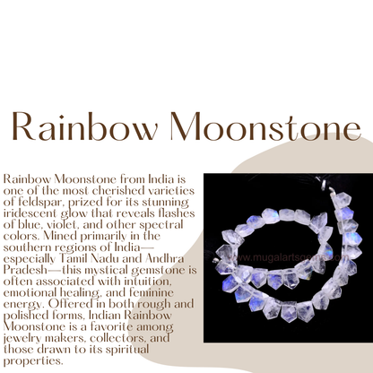 Natural Rainbow Moonstone tie shape faceted beads, 45.5 To 56.77 Carat Approx, 5.5X6 To 9X12 MM Approx, 8-inch strand for luxury jewelry making.