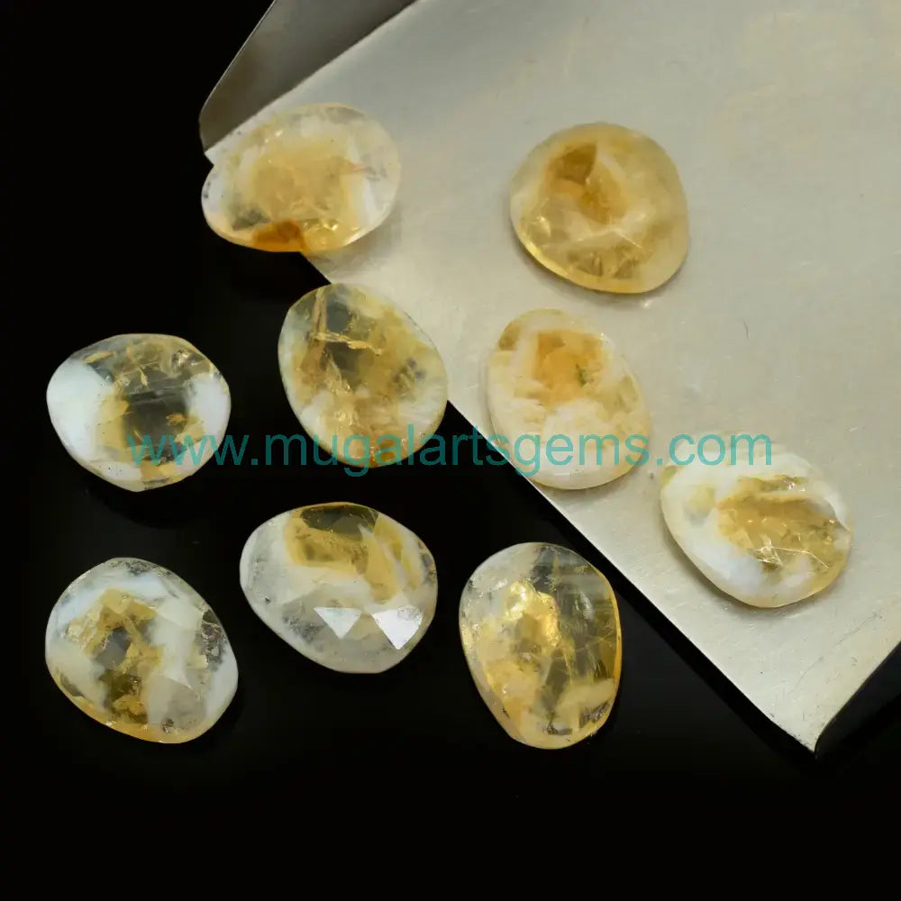 Premium Bio Citrine Rose Cut cut from Brazil - 9x12mm handcrafted for jewelry makers
