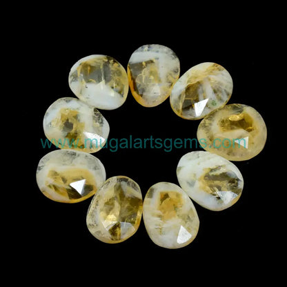 Natural Bio Citrine gemstone from Brazil - Rose Cut 9x12mm for fine jewelry
