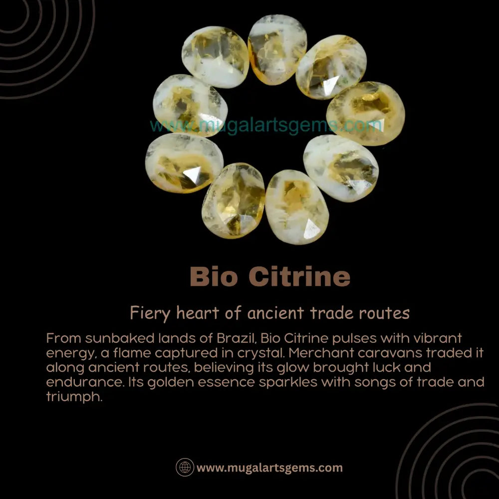 Bio Citrine Rose Cut cut from Brazil - 9x12mm handcrafted for jewelry makers
