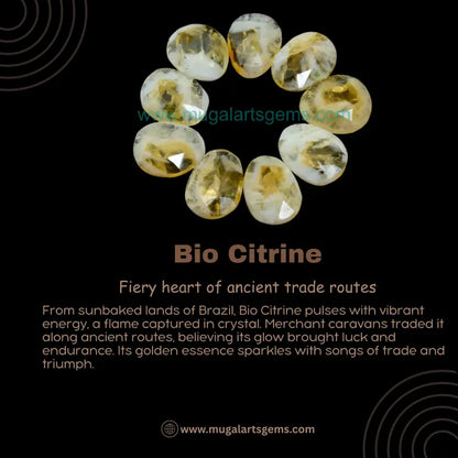 Bio Citrine Rose Cut cut from Brazil - 9x12mm handcrafted for jewelry makers
