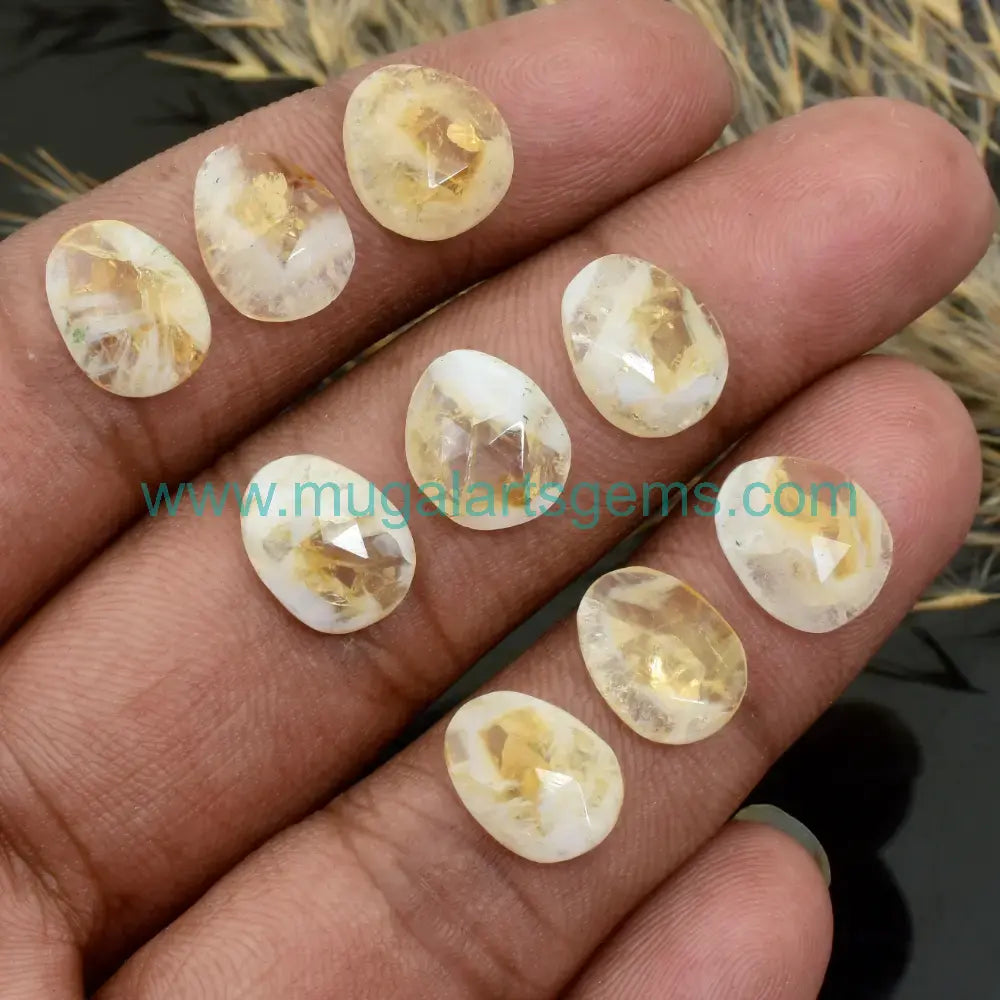 Loose Bio Citrine gemstone 9x12mm from Brazil - polished clarity for custom jewelry
