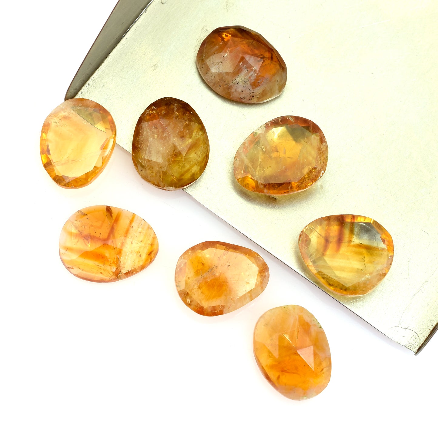 Premium Bio Citrine Rose Cut cut from Madagascar - 10x12.5mm handcrafted for jewelry makers
