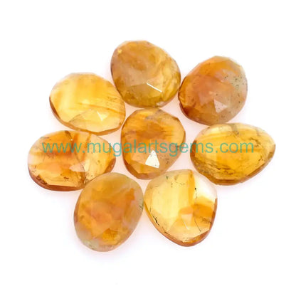 Natural Bio Citrine gemstone from Madagascar - Rose Cut 10x12.5mm for fine jewelry
