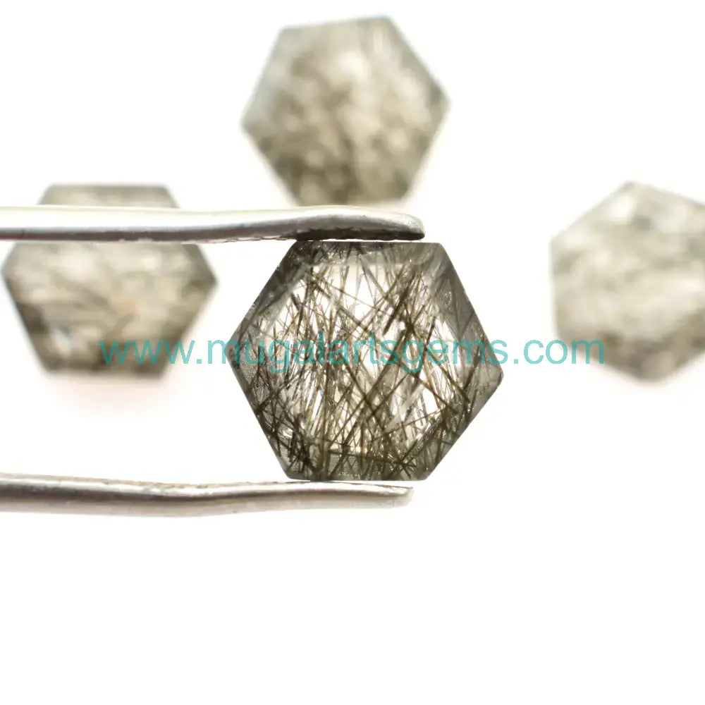 Premium Black Rutile 6-Corner cut from Brazil - 10mm handcrafted for jewelry makers

