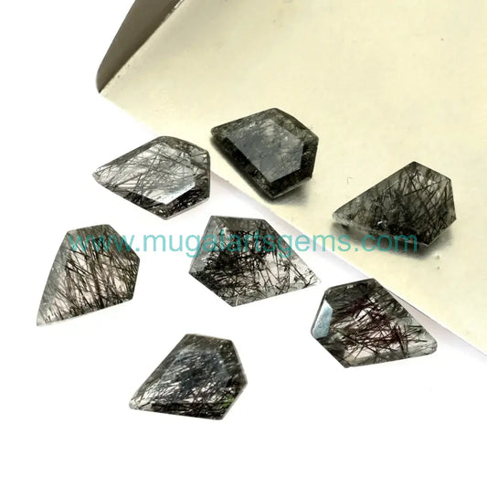 Premium Black Rutile Diamond Cut cut from Brazil - 8x11mm handcrafted for jewelry makers

