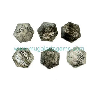 Natural Black Rutile gemstone from Brazil - 6-Corner 8mm 

