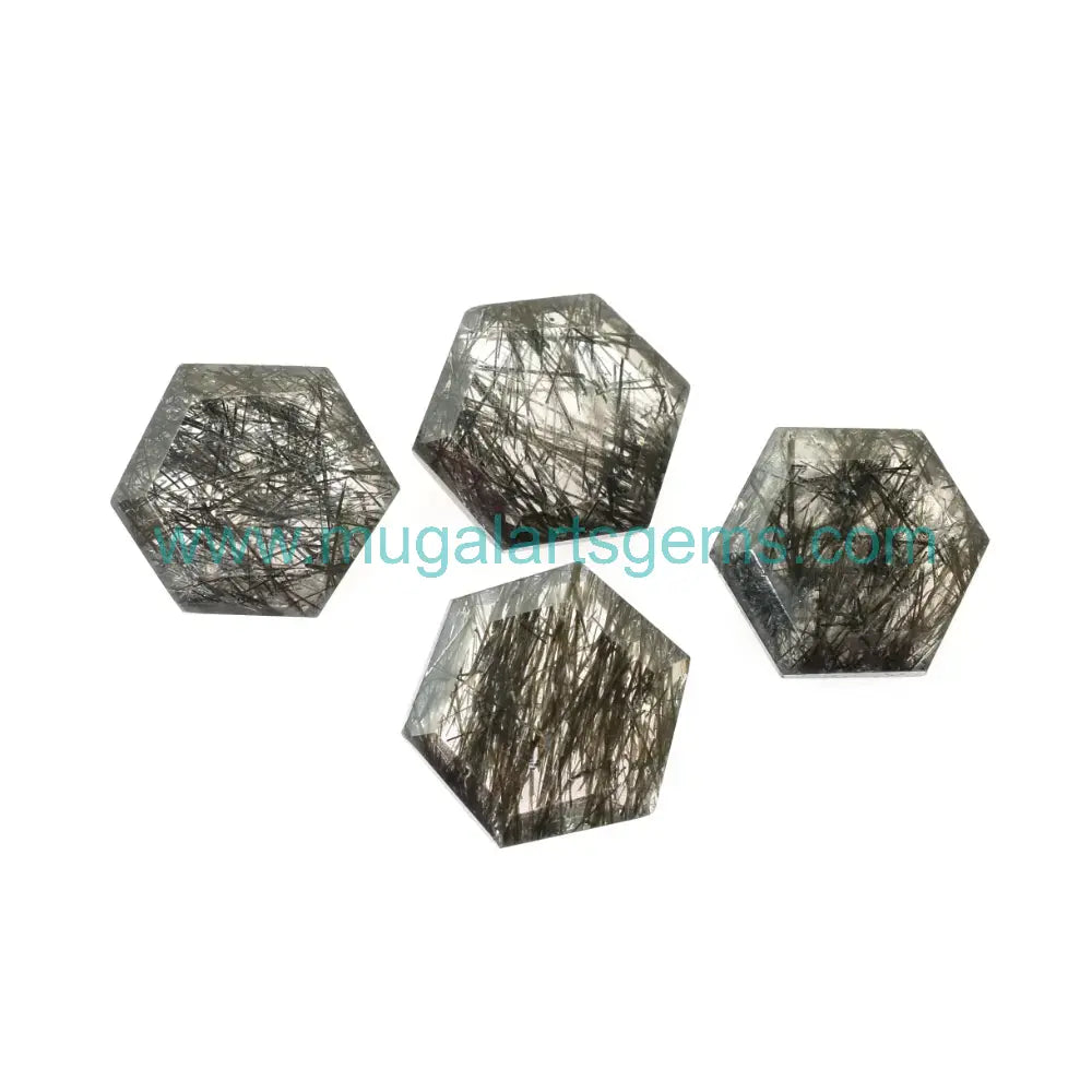 Black Rutile 6-Corner cut from Brazil - 10mm handcrafted for jewelry makers
