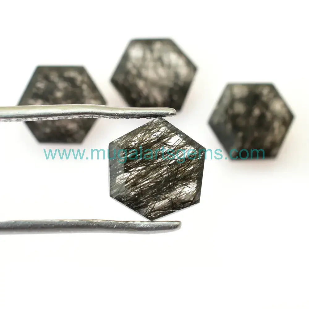 Loose Black Rutile gemstone 10mm from Brazil - 