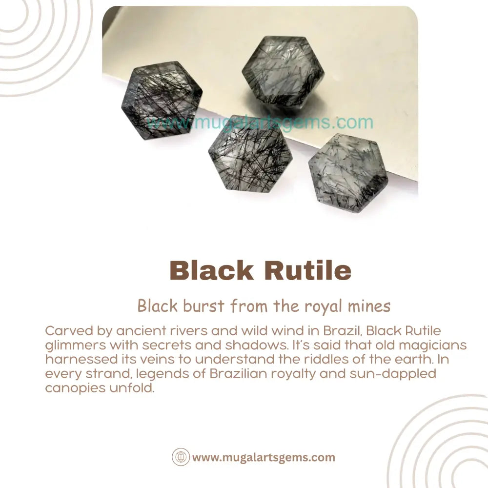 Loose Black Rutile gemstone 10mm from Brazil - polished clarity for custom jewelry
