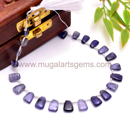 Blue Iolite Fancy Beads – Natural Smooth Finish, 8 Inch Strand for Jewelry Designers
