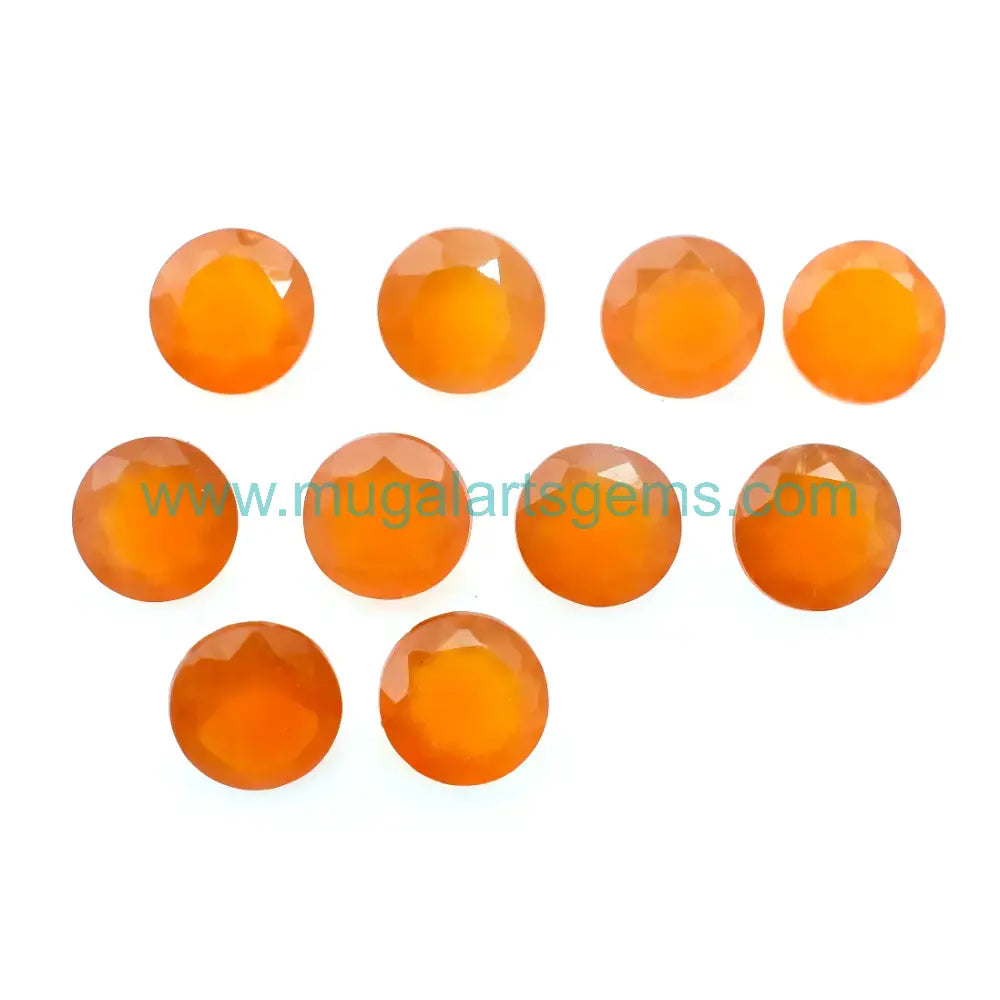 Natural Carnelian gemstone from India - Round Cut 6mm for fine jewelry
