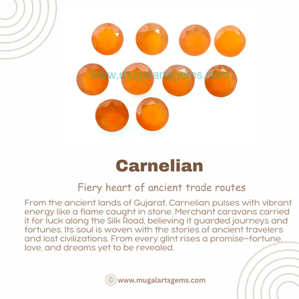 Loose Carnelian gemstone 6mm from India - polished clarity for custom jewelry
