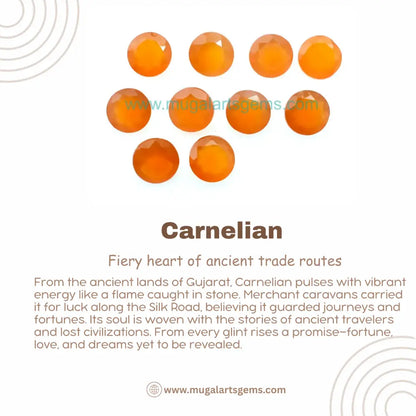 Loose Carnelian gemstone 6mm from India - polished clarity for custom jewelry
