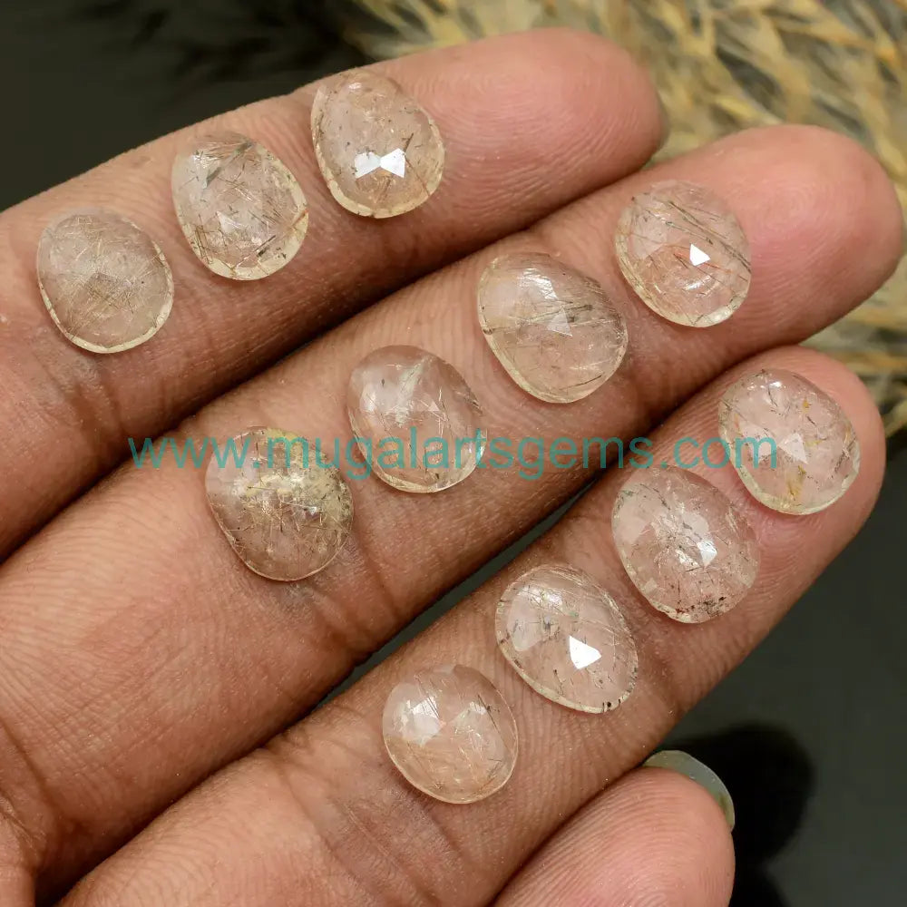 Premium Copper Rutile Rose Cut cut from Brazil - 9x11mm handcrafted for jewelry makers
