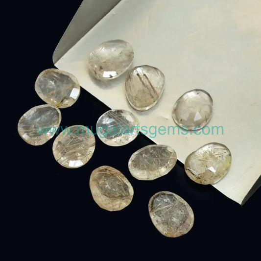 Natural Copper Rutile gemstone from Brazil - Rose Cut 9x11mm for fine jewelry
