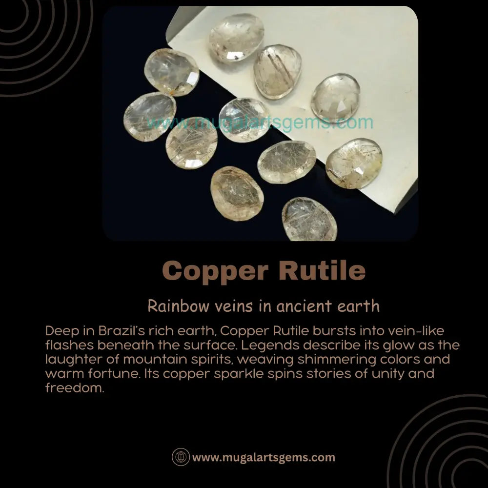 Loose Copper Rutile gemstone 9x11mm from Brazil - polished clarity for custom jewelry
