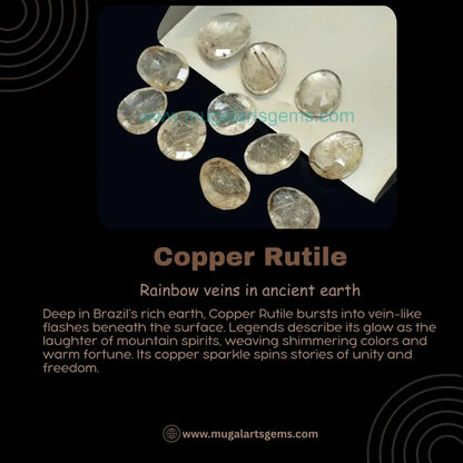 Loose Copper Rutile gemstone 9x11mm from Brazil - polished clarity for custom jewelry
