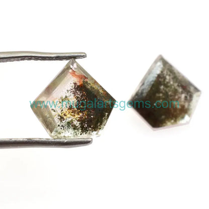 Premium Garden Quartz Diamond Cut cut from Brazil - 12.5x13.5mm handcrafted for jewelry makers
