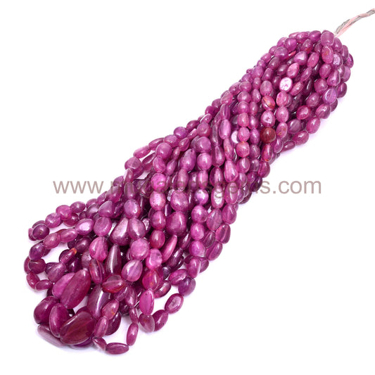 Glass-Filled Natural Ruby Tumble Beads – Smooth Pink Gemstones for Handmade Jewelry