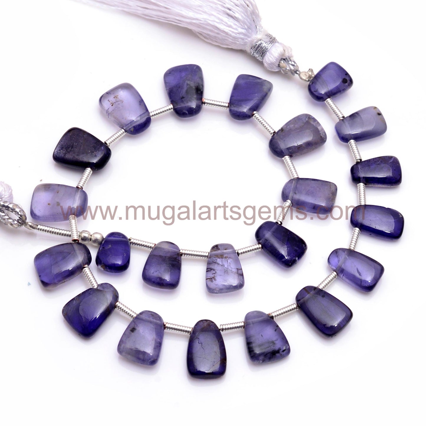 Smooth Blue Iolite Gemstone Beads – 8 Inch Strand, Natural Fancy Cut for Necklaces or Bracelets