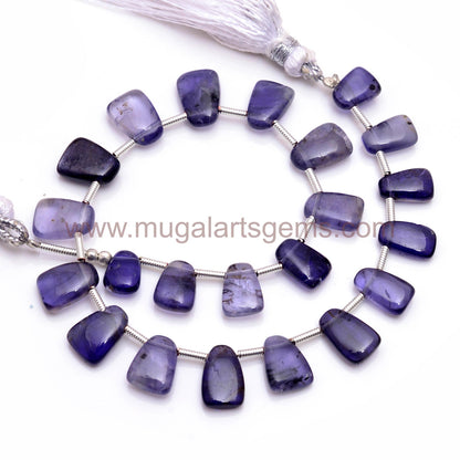 Smooth Blue Iolite Gemstone Beads – 8 Inch Strand, Natural Fancy Cut for Necklaces or Bracelets