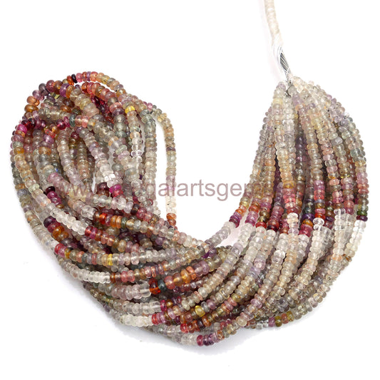 Natural Multi Sapphire Beads – 86.1 Carats of Smooth Rondelle Cut, 3–4.5 mm, Multicolor Strand for Jewelry