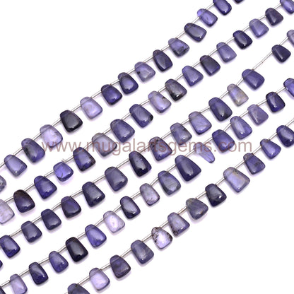 Natural Blue Iolite Beads – Fancy Shape, Smooth Finish, 8 Inch Strand for Handmade Jewelry