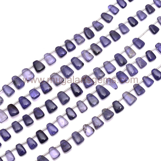 Natural Blue Iolite Beads – Fancy Shape, Smooth Finish, 8 Inch Strand for Handmade Jewelry