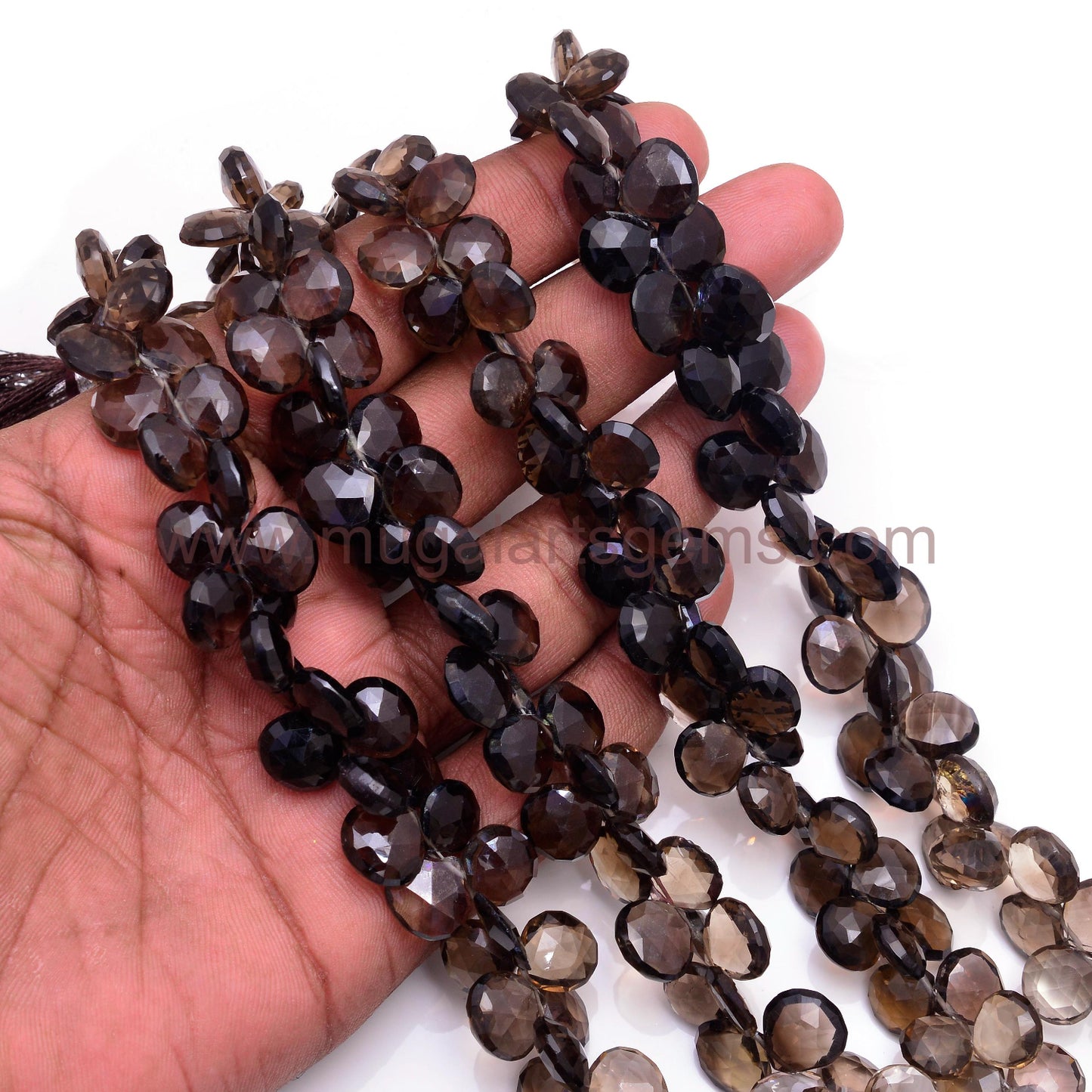 Faceted Smoky Quartz Heart Beads – Natural Brown Gemstones for Earrings, Necklaces & More