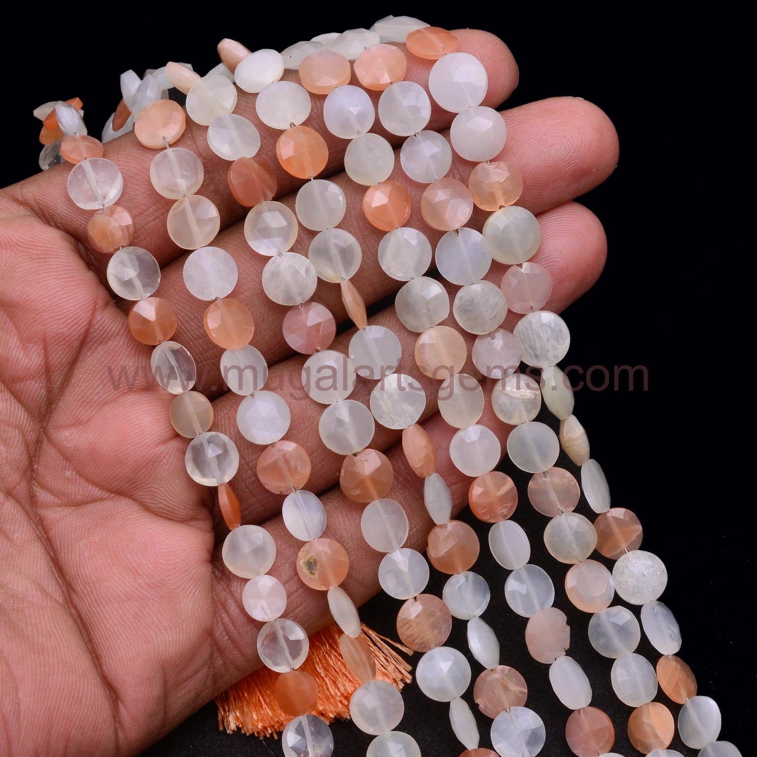 Natural Faceted Moonstone Beads – Coin Drop Shape in Multicolor Tones for Elegant Jewelry Designs