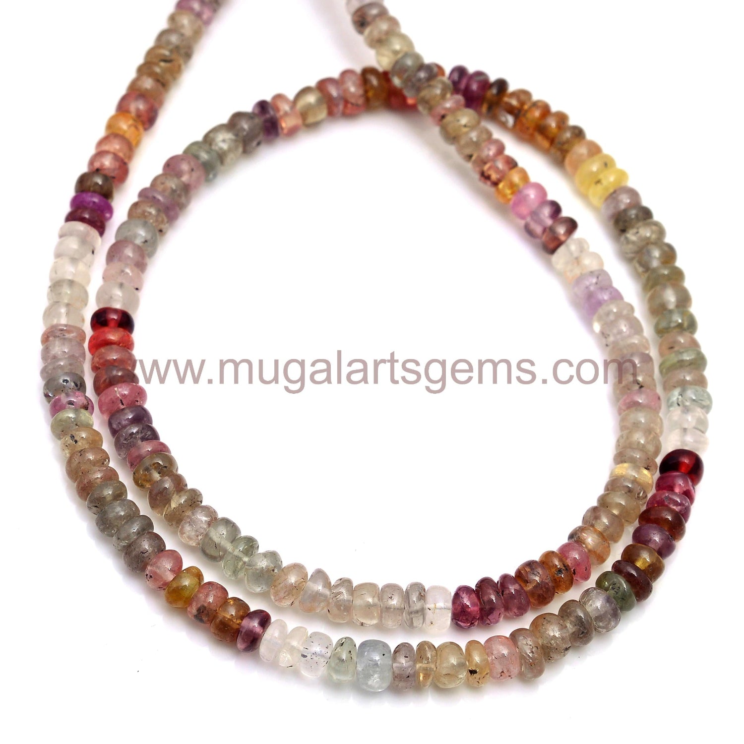 Rainbow Multi Sapphire Gemstones – 3x4.5 mm Smooth Rondelle Beads, 16 Inch Strand, 86.1 Ct