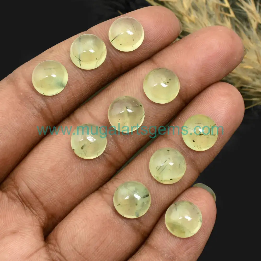 Premium Prehnite Cabs cut from South Africa - 10mm handcrafted for jewelry makers
