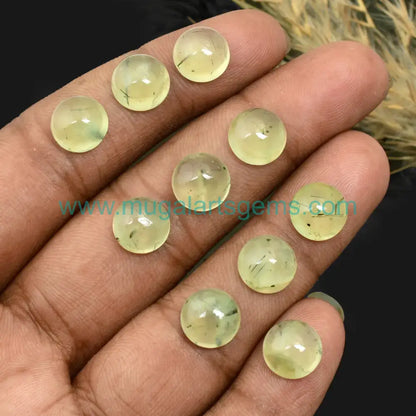 Premium Prehnite Cabs cut from South Africa - 10mm handcrafted for jewelry makers
