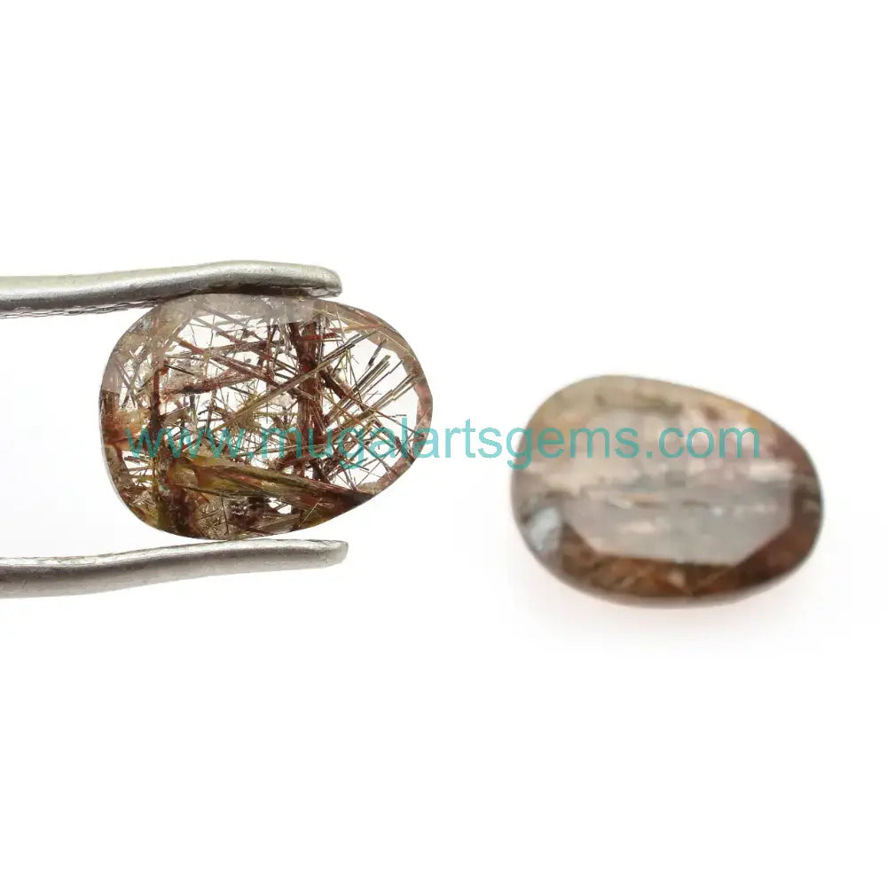 Copper Rutile Rose Cut cut from Brazil - 9x12mm handcrafted for jewelry makers
