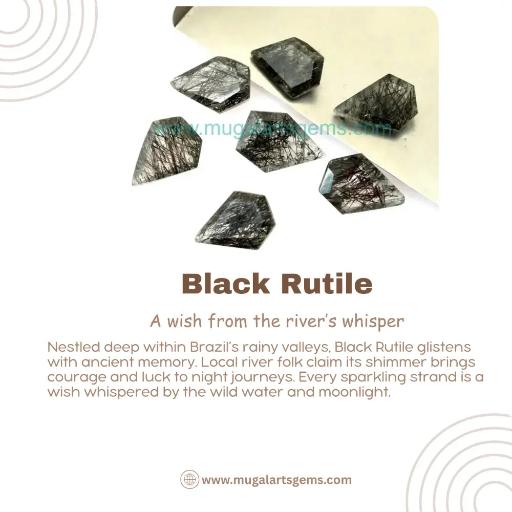 Loose Black Rutile gemstone 8x11mm from Brazil - polished clarity for custom jewelry
