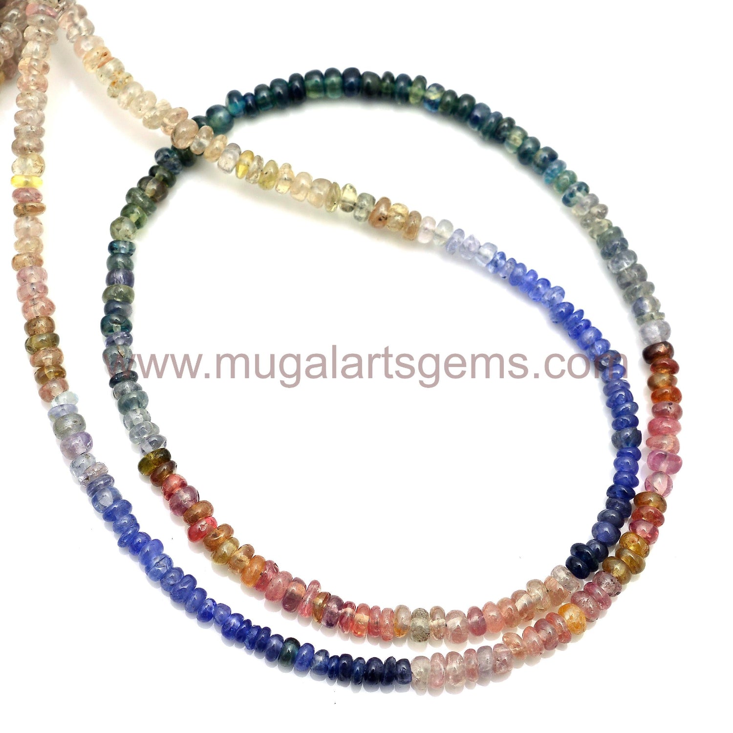 Smooth Sapphire Beads in Multicolor – Natural Rondelle Shape, 16 Inch Strand for DIY Jewelry
