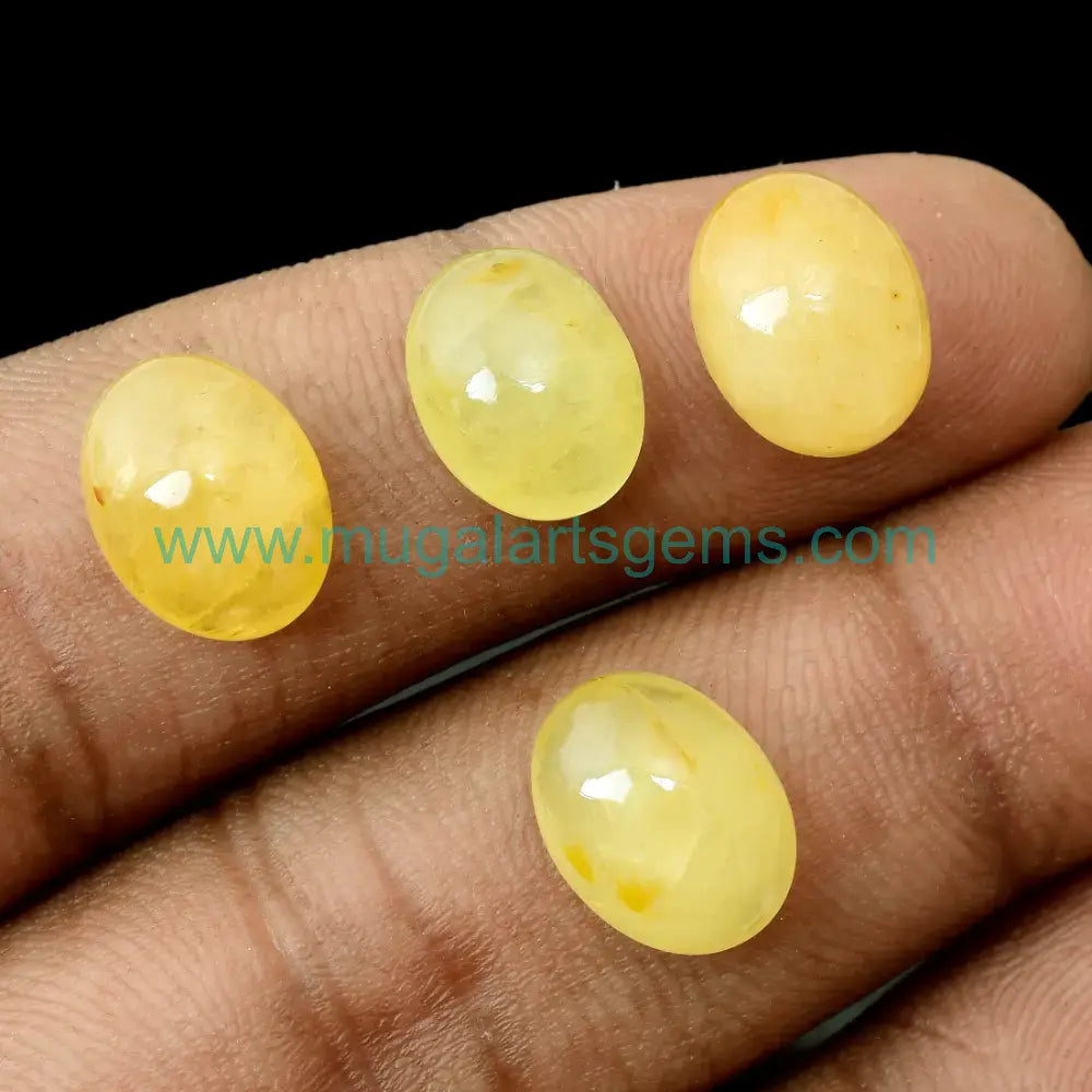 Premium Yellow Aqua Cabs cut from Brazil - 9x12mm handcrafted for jewelry makers
