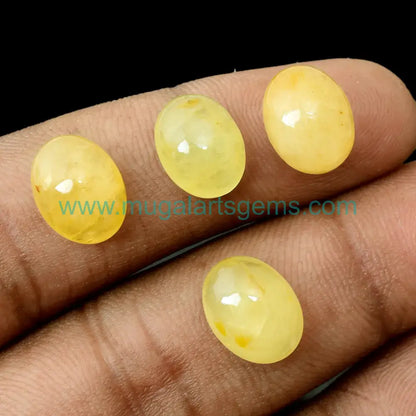 Premium Yellow Aqua Cabs cut from Brazil - 9x12mm handcrafted for jewelry makers
